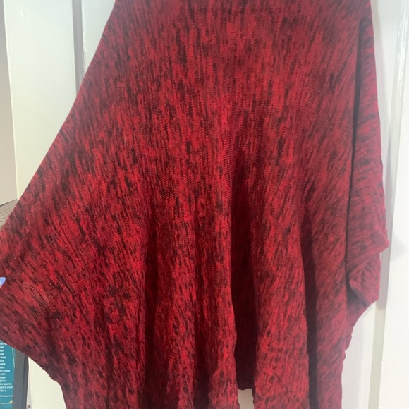 Red and black poncho like sweater - Picture 3 of 4